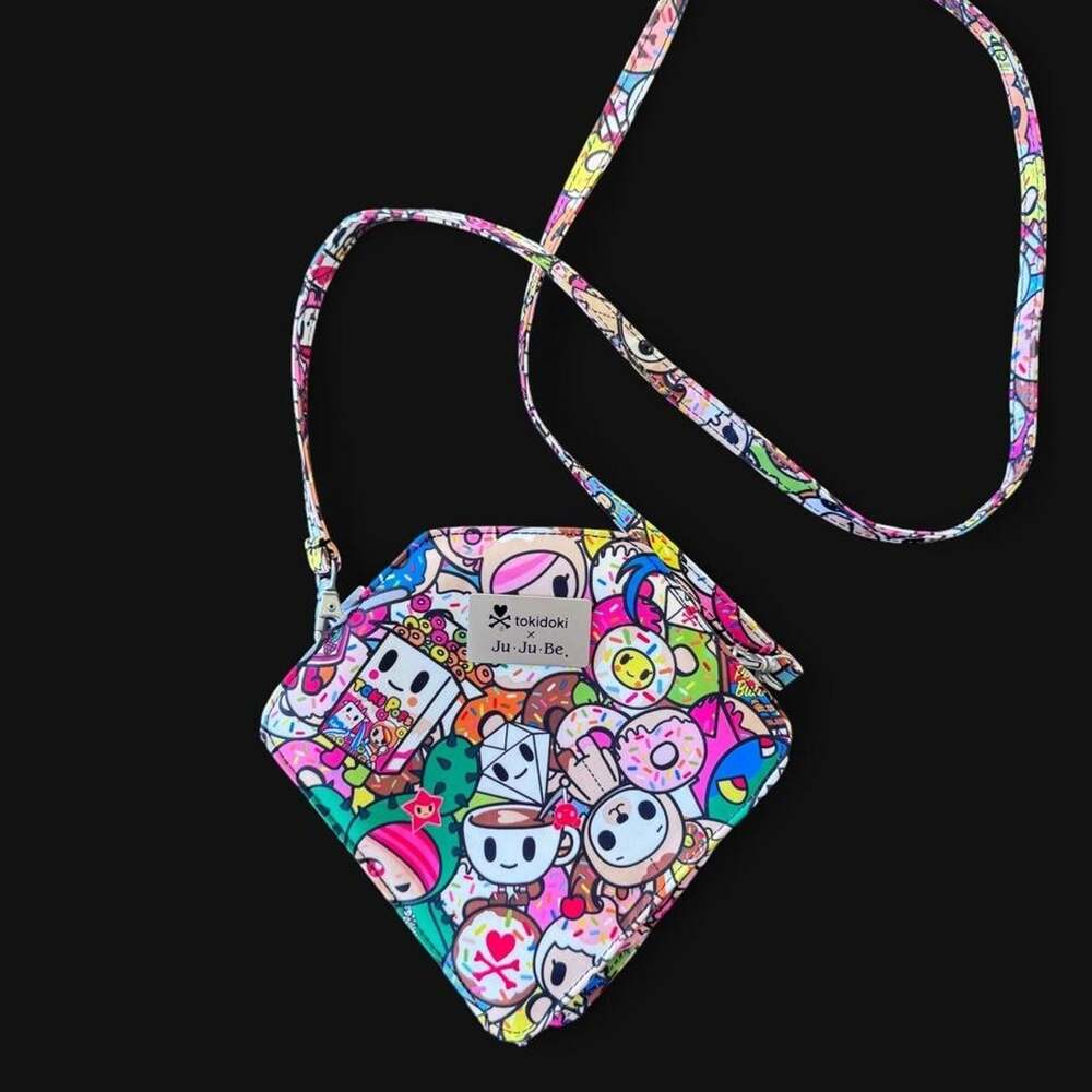 tokidoki x Ju-Ju-Be Small Zip Crossbody Blue Lining Colorful Purse Diamond Shape